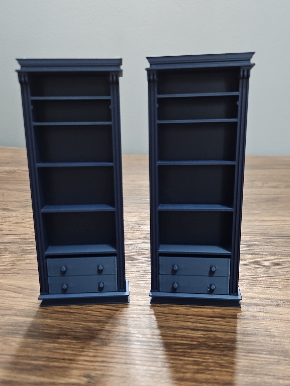 Mini 3D Printed Bookshelves, Set of 2 Dark Blue